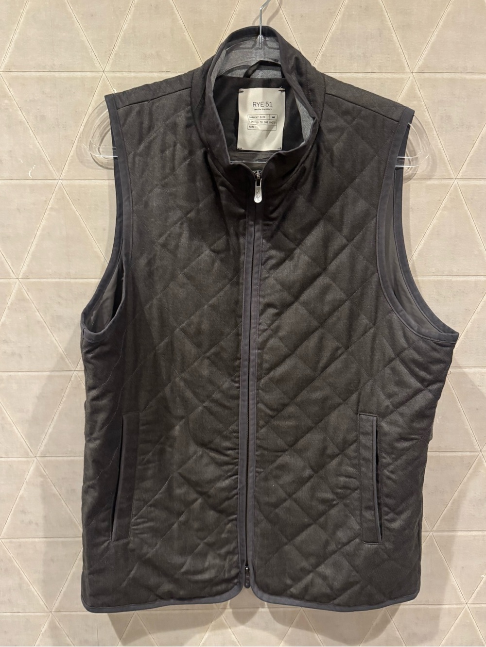 Rye 51 The Berkley Quilted Wool Heritage Vest Gray size 44